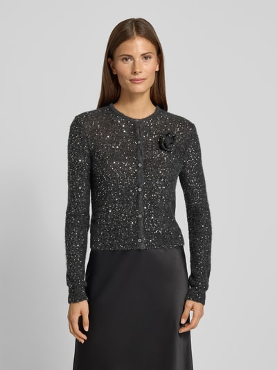Marella Gebreid jack met pailletten, model 'SABA1' Antraciet - 4