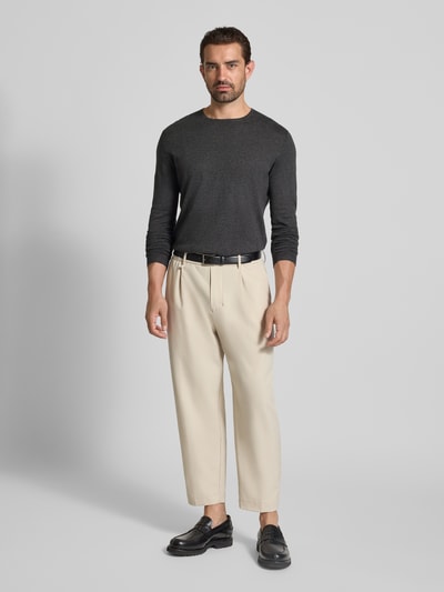 Christian Berg Men Regular fit pullover van puur katoen in gebreide look Donkergrijs gemêleerd - 1