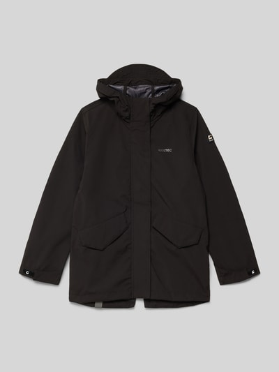 Produktfoto, Parka mit Kapuze und Pattentaschen von Killtec, Regular-Fit, schwarze Farbe, glatte Oberfläche, Label-Detail, Ärmelriegel