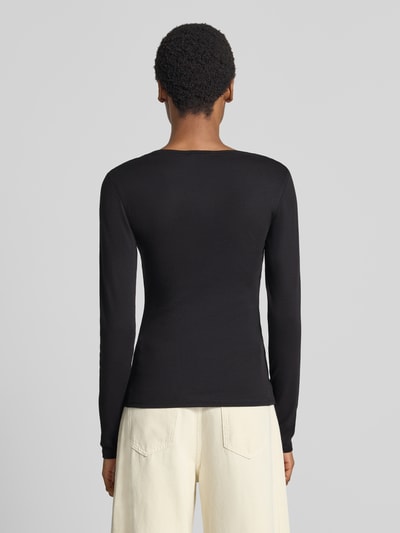 OPUS Slim fit shirt met lange mouwen van mix van katoen en modal model 'Sorana' Zwart - 5