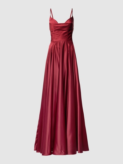 Luxuar Abendkleid mit Wasserfallausschnitt Dunkelrot 2