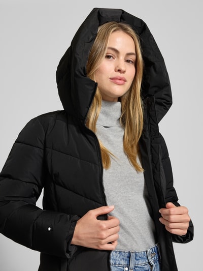 khujo Regular fit gewatteerde lange jas met logoprint, model 'Darka' Zwart - 3