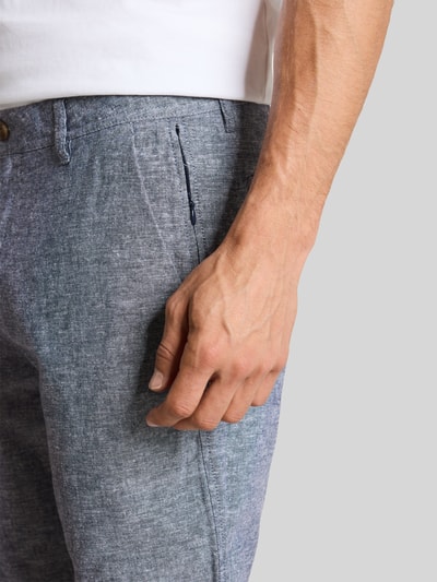 Tom Tailor regular fit chino van linnen-katoenmix Donkerblauw gemêleerd - 3