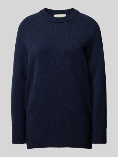 Gant Gebreide pullover met ronde hals, model 'HERRINGBONE' Donkerblauw - 2