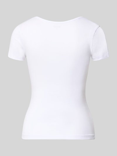 Produktfoto, weißes T-Shirt mit Logo-Print von HUGO, Damen T-Shirt aus Baumwoll-Elasthan-Mix, leicht taillierter Schnitt, 2er-Pack