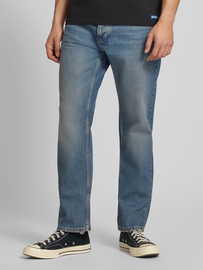 HUGO Blue Jeansy o kroju straight fit z czystej bawełny model 'JONAH' Jeansowy niebieski 4