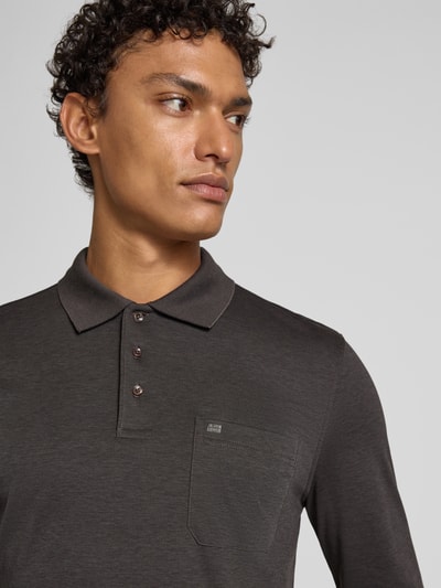 Christian Berg Men Regular fit poloshirt in design met lange mouwen Grafiet - 3