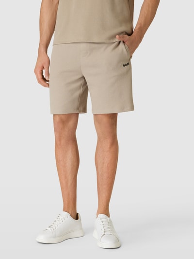 BOSS Regular Fit Shorts mit Label-Stitching Beige 4