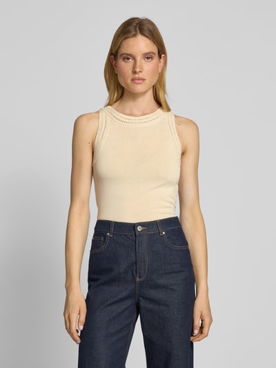 comma Stricktop mit Häkelspitze Sand 4