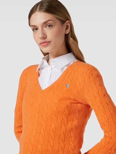 Polo Ralph Lauren Sweter z dzianiny z domieszką kaszmiru model ‘KIMBERLY’ Pomarańczowy 3