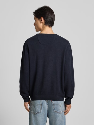 Tom Tailor Regular fit gebreide pullover van zuiver katoen Marineblauw - 5