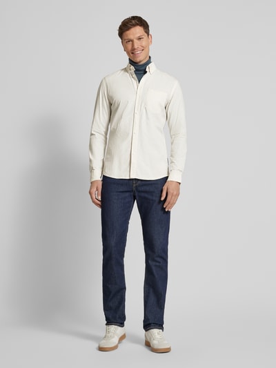 Tom Tailor Denim Shaped fit vrijetijdsoverhemd met fijn, meerkleurig structuurmotief Offwhite - 1