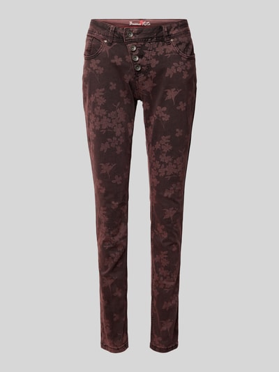 Buena Vista Skinny fit broek met verkort model, model 'Malibu' Bordeaux - 1