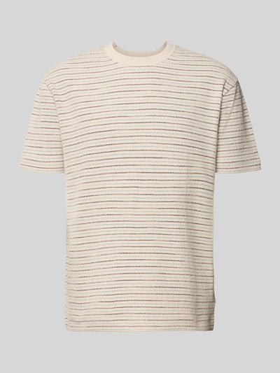 Produktfoto, Relaxed Fit T-Shirt aus reiner Baumwolle von Marc O'Polo, gestreift, mehrfarbig, kurzarm, Frottee-Textur, Rundhals.
