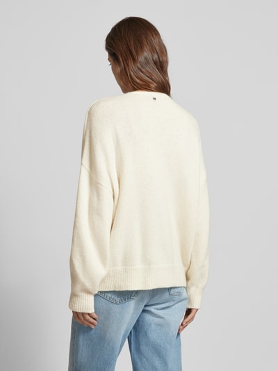 BOSS Orange Strickpullover mit Alpaka-Anteil und V-Ausschnitt Modell 'FONDYS' Offwhite 5