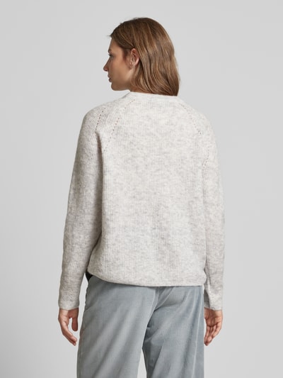 MOS MOSH Gebreide pullover met raglanmouwen, model 'Tammy Thora' Lichtgrijs - 5