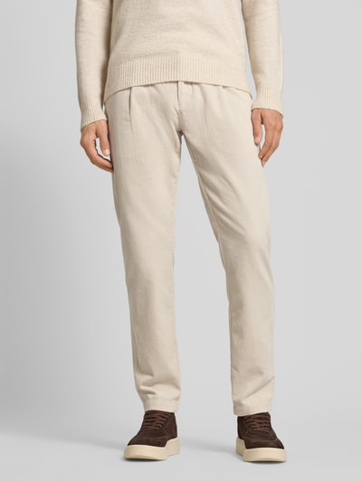 Marc O'Polo Spodnie sztruksowe o kroju tapered fit z czystej bawełny model ‘OSBY PLEATS’ Beżowy 4