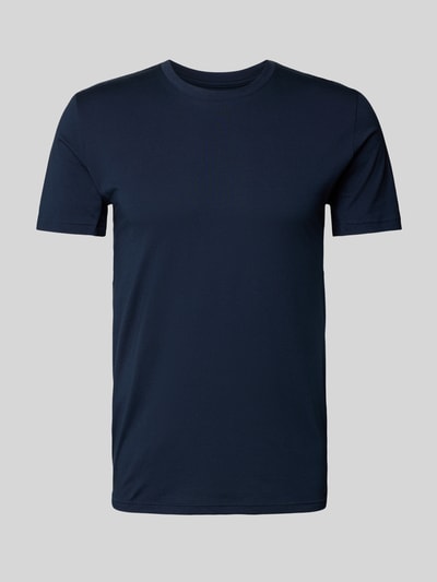 Produktfoto, Slim Fit T-Shirt aus feuchtigkeitsregulierendem Material von Mey, ciemnogranatowy, krój slim fit, oddychający, antyzapachowy, gładki, okrągły dekolt, dekoracyjne szwy, wstawki przeciwpotowe