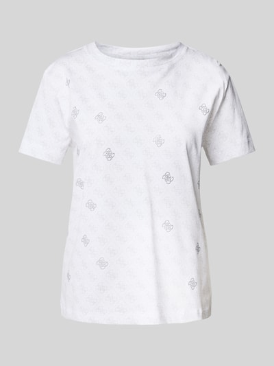 Guess Activewear T-Shirt mit geripptem Rundhalsausschnitt Modell 'CHRYSANTA' Weiss 2