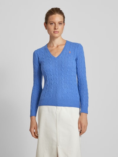 Polo Ralph Lauren Strickpullover aus Wolle-Kaschmir-Mix mit Zopfmuster Bleu 4