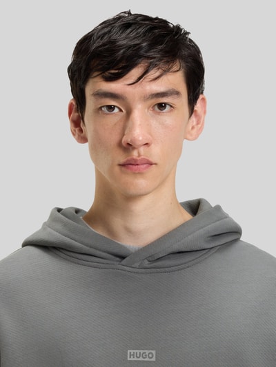 Hugo Blue Loose Fit Hoodie aus reiner Baumwolle Modell 'NAZARDO' Mittelgrau 3