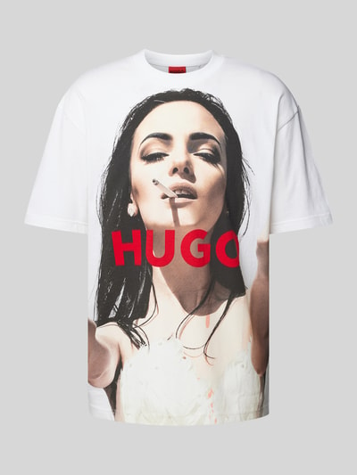 HUGO T-Shirt mit Label-Print Modell 'DUWEDIE' Weiss 2