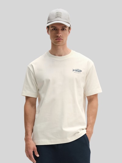 Marc O'Polo Loose Fit T-Shirt aus reiner Baumwolle mit Rücken-Motiv-Print Offwhite 4