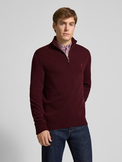 Polo Ralph Lauren Gebreide pullover van wol met opstaande kraag en ritssluiting Bordeaux - 4