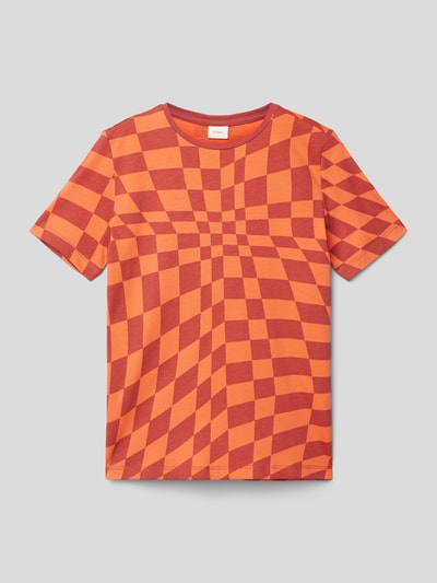 s.Oliver RED LABEL T-Shirt mit Allover-Muster Orange 1