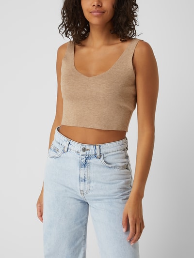 Karo Kauer Crop Top aus Viskosemischung  Beige 4