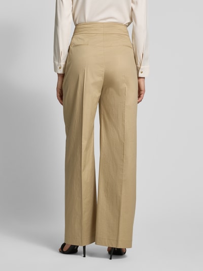 BOSS Wide leg stoffen broek met persplooien, model 'Tiana' Beige - 5