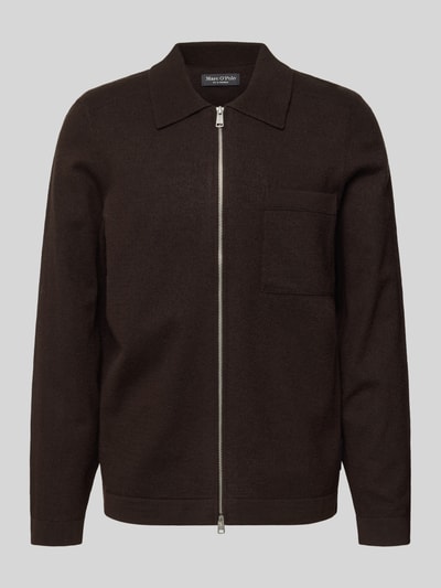 Marc O'Polo Regular Fit Strickjacke aus Schurwoll-Mix Dunkelbraun 2