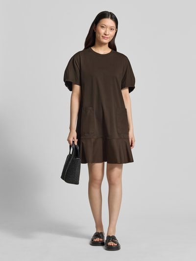 MM by Max Mara Sukienka tunikowa do kolan z bufiastymi rękawami model 'ONORE' Ciemnobrązowy 1