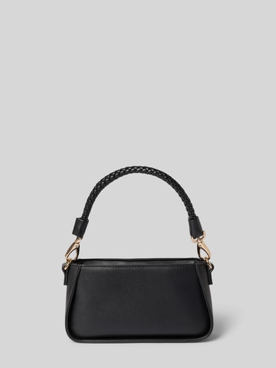 Produktfoto, Shoulder Bag mit Label-Detail Modell 'ERIS' von VALENTINO BAGS in Schwarz, glatte Oberfläche, Zopfmuster-Trageriemen, goldene Details, kompakte rechteckige Form, abnehmbarer und langer Schulterriemen, sichtbarer Reißverschluss und Innenfach, ideale Maße 21x12x5 cm, modisches Accessoire für Damen.