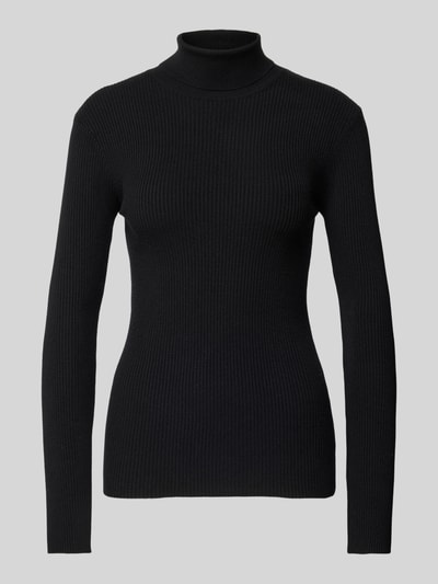 Pieces Slim Fit Rollkragenpullover in Ripp-Optik Modell 'MIRA' Black 2