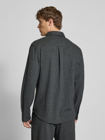JAKE*S STUDIO MEN Regular fit vrijetijdsoverhemd met borstzak Donkergrijs gemêleerd - 5