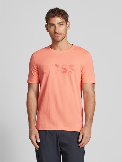 BOSS Green T-Shirt mit Logo-Print und Rundhalsausschnitt Hellrot 4