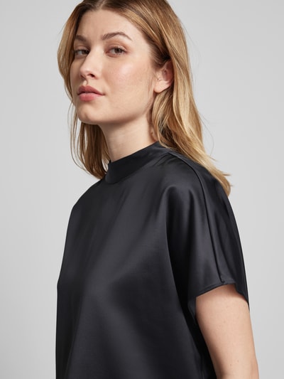 s.Oliver BLACK LABEL Loose fit satijnen blouse met korte mouwen en extra brede schouders Zwart - 3