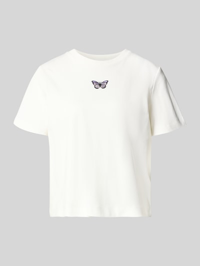 VERO MODA Damski t-shirt o kroju regular fit z czystej bawełny model 'SARA' Złamany biały 2