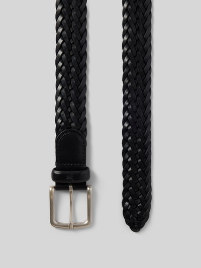Produktfoto, Flechtgürtel aus Leder Modell 'Clemens' von MARC O'POLO in Schwarz, matte Dornschließe, geflochtene Struktur, Gürtelbreite 3 cm
