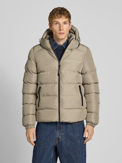 Superdry Kurtka pikowana z kapturem i bocznymi kieszeniami zapinanymi na zamek błyskawiczny Beżowy 4