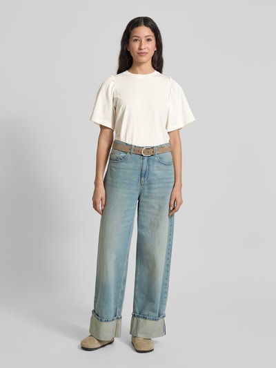 Selected Femme T-shirt z marszczeniami model ‘PENELOPE’ Biały 1