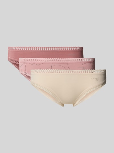 Sloggi Slip mit spitzen-Bordüre Modell 'Crush' im 3er-Pack Mauve 1