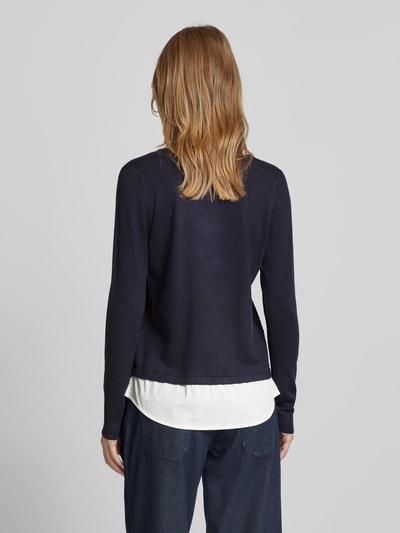 comma Gebreide pullover met V-hals Marineblauw - 5