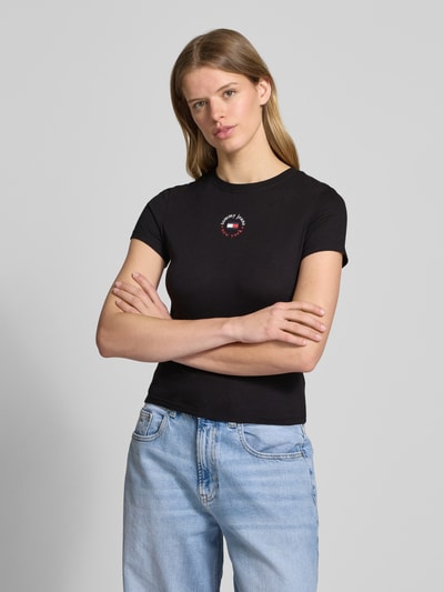 Tommy Jeans T-shirt z okrągłym dekoltem model ‘ESSENTIAL’ Czarny 4