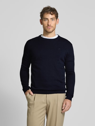 Tom Tailor Regular Fit Strickpullover aus reiner Baumwolle mit Rundhalsausschnitt Dunkelblau 4