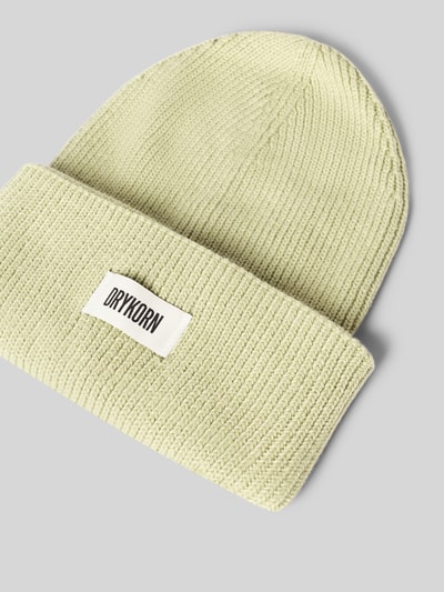 Productfoto, Beanie met Label-Patch model 'LOAH' van DRYKORN, effen lichtgroen, gebreide structuur, katoen-wolmix