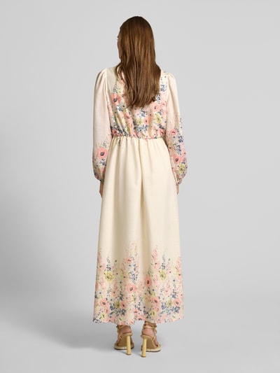 Neo Noir Maxi-jurk met V-hals, model 'SILFI' Beige - 5