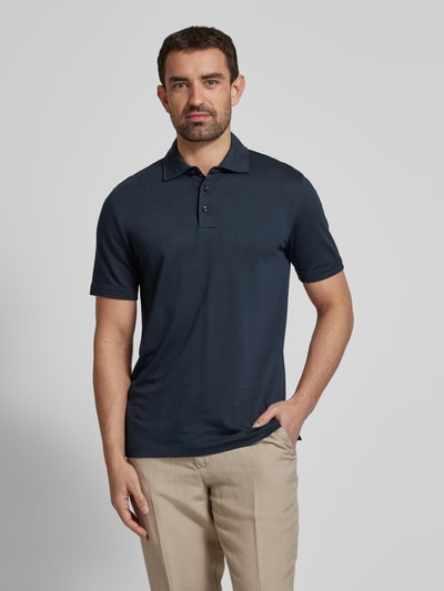 BOSS Slim Fit Poloshirt mit Label-Detail Modell 'Press' Marine 4