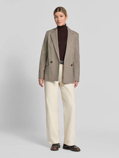 ICHI sweter z dzianiny Slim Fit z mieszanki wiskozy model 'IHLULS' Ciemnobrązowy 1